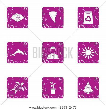 Suburbia Icons Set. Grunge Set Of 9 Suburbia Vector Icons For Web Isolated On White Background