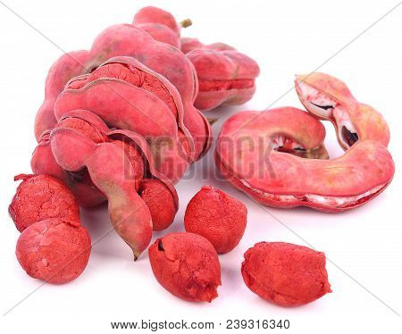 Manila Tamarind Isolated On White Background  Pithecellobium, Dulce, Green, Brown, Health, Group