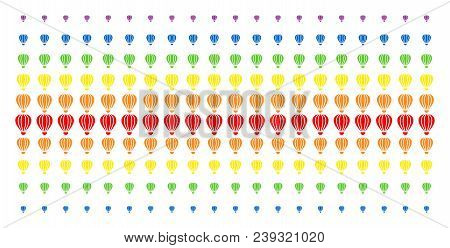 Aerostat Icon Rainbow Colored Halftone Pattern. Vector Pictograms Arranged Into Halftone Matrix With
