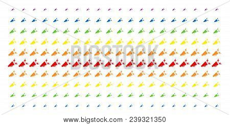Alert Megaphone Icon Spectral Halftone Pattern. Vector Pictograms Arranged Into Halftone Grid With V