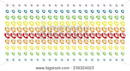 Call Ring Icon Spectrum Halftone Pattern. Vector Shapes Arranged Into Halftone Grid With Vertical Sp