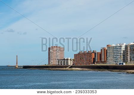 Residential Buildings At Boulevard In Montevideo, Uruguay. Montevideo Is The Capital And The Largest