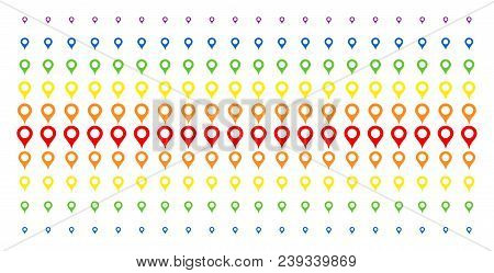Map Marker Icon Spectrum Halftone Pattern. Vector Shapes Organized Into Halftone Array With Vertical