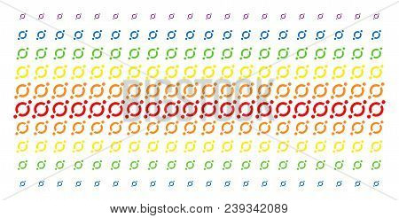 Node Link Icon Spectrum Halftone Pattern. Vector Shapes Arranged Into Halftone Matrix With Vertical 