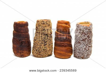 Czech Traditional Trdelnik Isolated On White Background