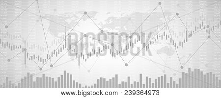 Financial Data Graph Chart, Vector Illustration. Abstract Background With Graph Chart Finance. Busin