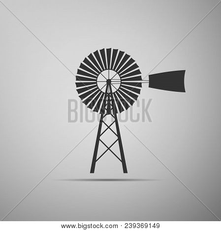 Windmill Icon Isolated On Grey Background. Flat Design. Vector Illustration