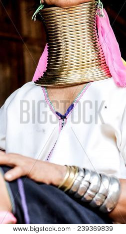 Thailand, Chiang Mai, Karen Long Neck Hill. Close Up.