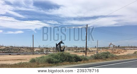 An Oil Well Pumps Crude Out Of The Feldss California
