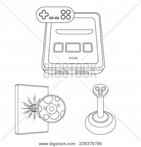 Game Console And Virtual Reality Outline Icons In Set Collection For Design.game Gadgets Vector Symb