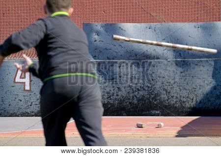 Gorodki - A Russian Folk Sports Game. In This Game You Need Specific Distances To Smash Figures Made