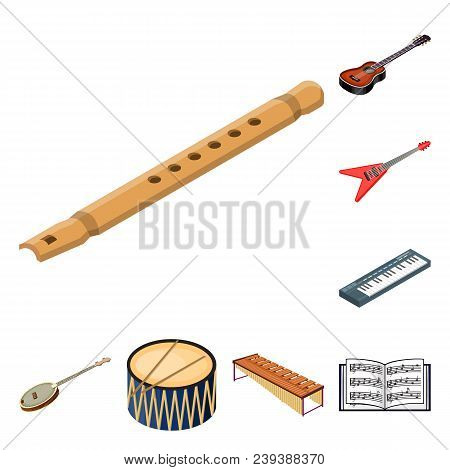 Musical Instrument Cartoon Icons In Set Collection For Design. String And Wind Instrument Isometric 