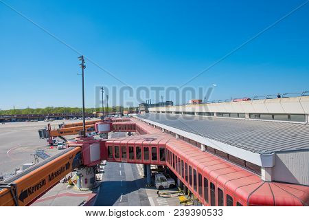 Berlin Germany - April 21. 2018: Berlin Tegel Airport Otto Lilienthal Terminal