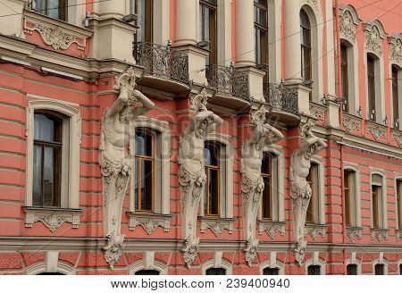 Fragment Of Facade Of Palace Of The Beloselsky Belozersky In Saint Petersburg, Russia.