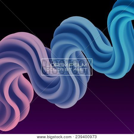 3d Multicolored Liquid Shape With Dynamic Effect. Abstract Gradient Curved Stream. Blended Fluid Col