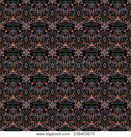 Abstract Seamless Pattern On A Black Background.