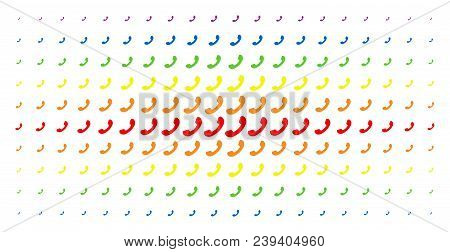 Call Icon Spectrum Halftone Pattern. Vector Call Shapes Are Organized Into Halftone Grid With Vertic