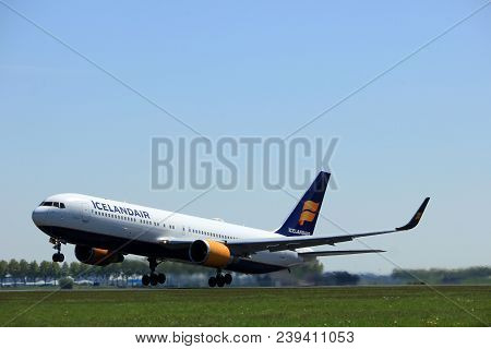 Amsterdam The Netherlands - May 4th 2018: Tf-isw Icelandair Boeing 767-300 Takeoff From Polderbaan R