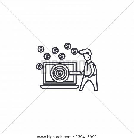 Ditital Business Opportunity Vector Line Icon, Sign, Illustration On White Background, Editable Stro