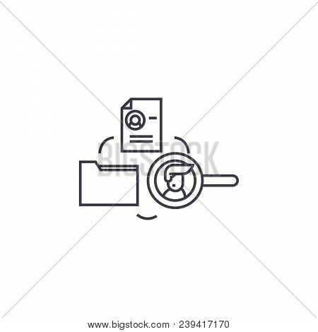 Human Resourse Database Vector Line Icon, Sign, Illustration On White Background, Editable Strokes