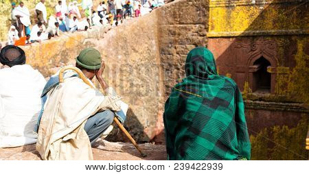 In Lalibela Ethiopia Crowd Of People In  The  Celebration