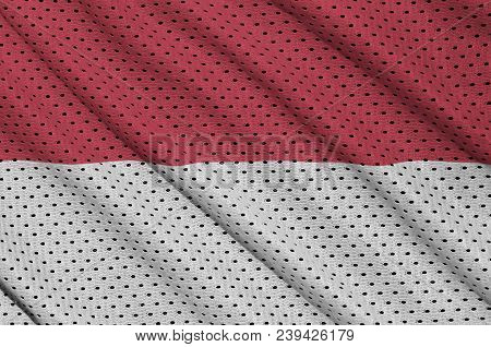 Indonesia Flag Printed On A Polyester Nylon Sportswear Mesh Fabric With Some Folds