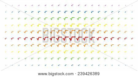 Sqrt Icon Spectrum Halftone Pattern. Vector Sqrt Symbols Are Organized Into Halftone Array With Vert