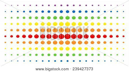 Tomato Vegetable Icon Spectrum Halftone Pattern. Vector Tomato Vegetable Pictograms Are Organized In