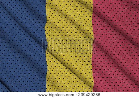 Chad Flag Printed On A Polyester Nylon Sportswear Mesh Fabric With Some Folds