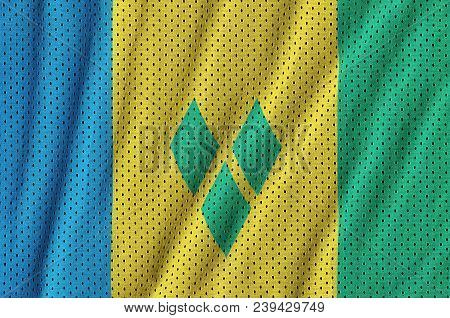 Saint Vincent And The Grenadines Flag Printed On A Polyester Nylon Sportswear Mesh Fabric With Some 