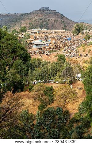 In Lalibela Ethiopia Crowd Of People In  The Celebration