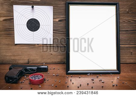 Professional Shooter Certificate Mock Up. Best Shooter Diploma. First Place Winner In Shooting.