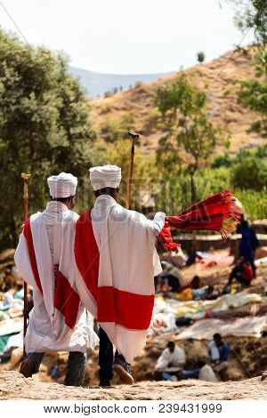 In Lalibela Ethiopia Crowd Of People In  The Celebration