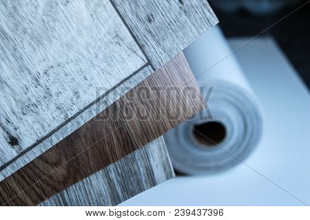 Roll of linoleum on a white background