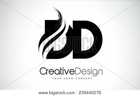 Dd D D Creative Modern Black Letters Logo Design With Brush Swoosh