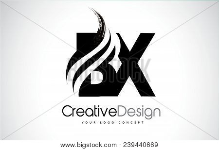 Bx B X Creative Modern Black Letters Logo Design With Brush Swoosh
