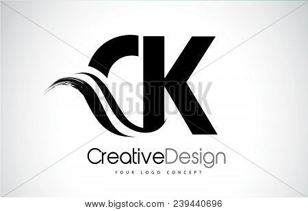 Ck C K Creative Modern Black Letters Logo Design With Brush Swoosh