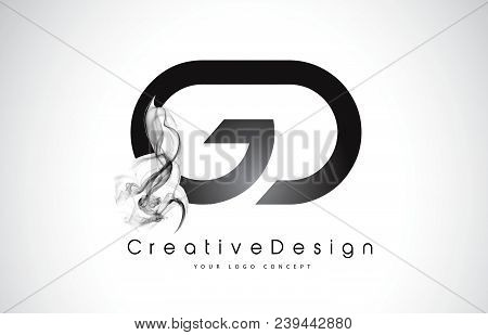 Gd Letter Logo Design With Black Smoke. Creative Modern Smoke Letters Vector Icon Logo Illustration.