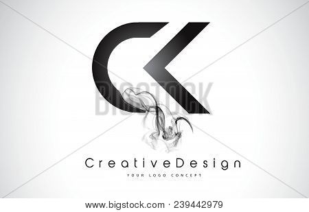 Ck Letter Logo Design With Black Smoke. Creative Modern Smoke Letters Vector Icon Logo Illustration.