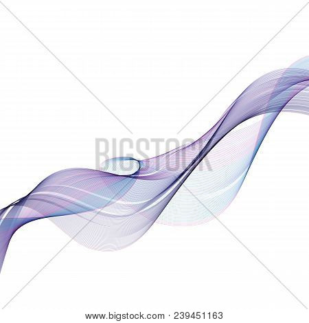 Abstract Vector Background, Transparent Waved Lines For Brochure, Website, Flyer Design. Blue Smoke 