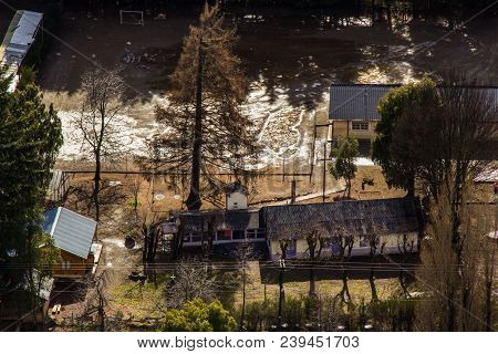 Farm Houses Seen From Top Colonia Suiza In Bariloche - Argentina