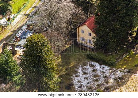 Farm Houses Seen From Top Colonia Suiza In Bariloche - Argentina