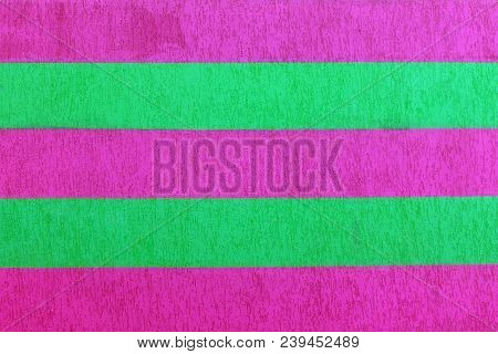 Textured Brick Wall With Bright Multicolored Vertical Stripes Of Green, Blue, Vilet And Pink, Abstra