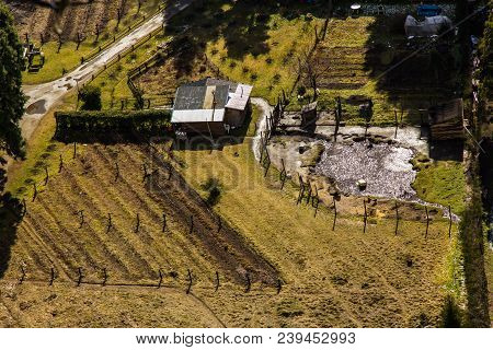 Farm Houses Seen From Top Colonia Suiza In Bariloche - Argentina