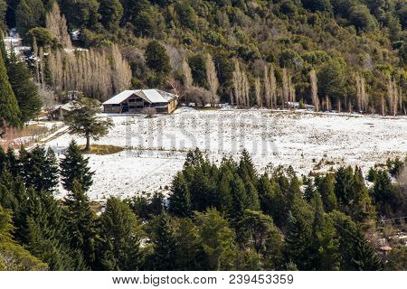 Farm Houses Seen From Top Colonia Suiza In Bariloche - Argentina