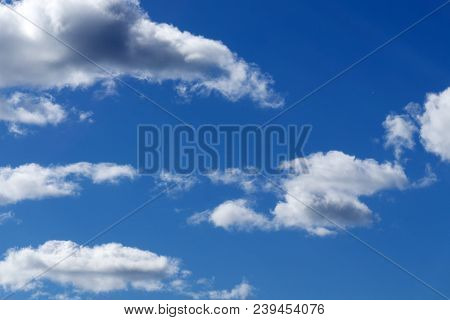 Blue Sky Background With Clouds Summer Atmosphere,