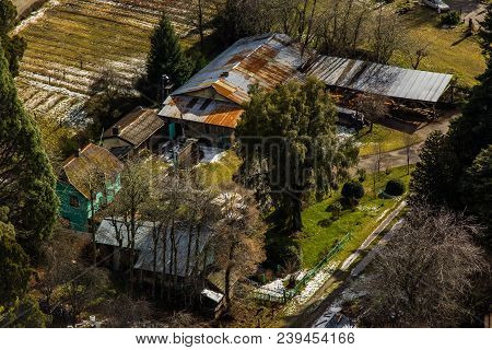 Farm Houses Seen From Top Colonia Suiza In Bariloche - Argentina