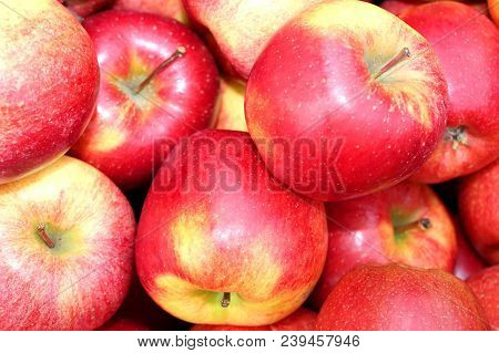Background Of Red Apples For Sale From Greengrocers