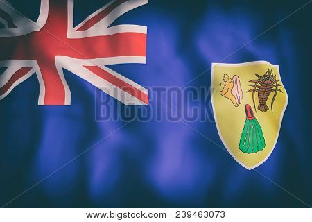 3d Rendering Of An Old Turks And Caicos Islands Flag Waving