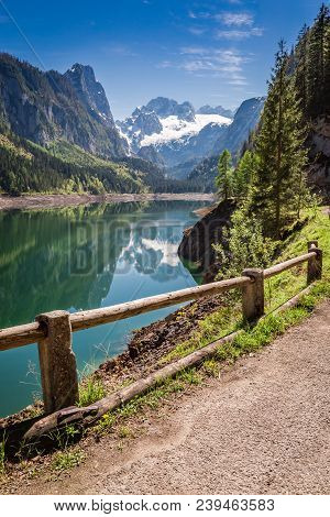 Beautiful Spring At Mountain Lake In Gosau, Alps, Austria